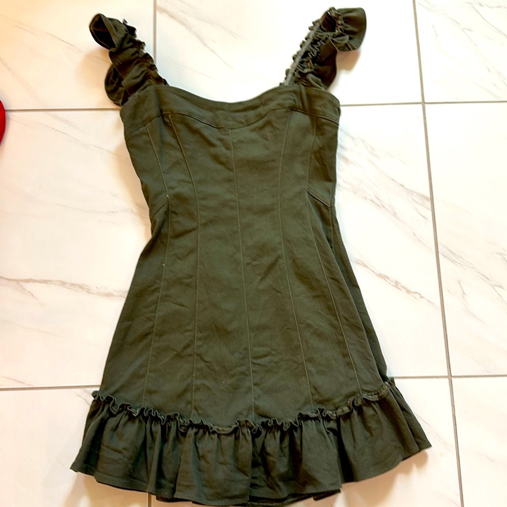 Short olive mini dress